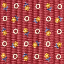 Burgundy Extra Long Sartorial Silk Tie - Small Flower Pattern