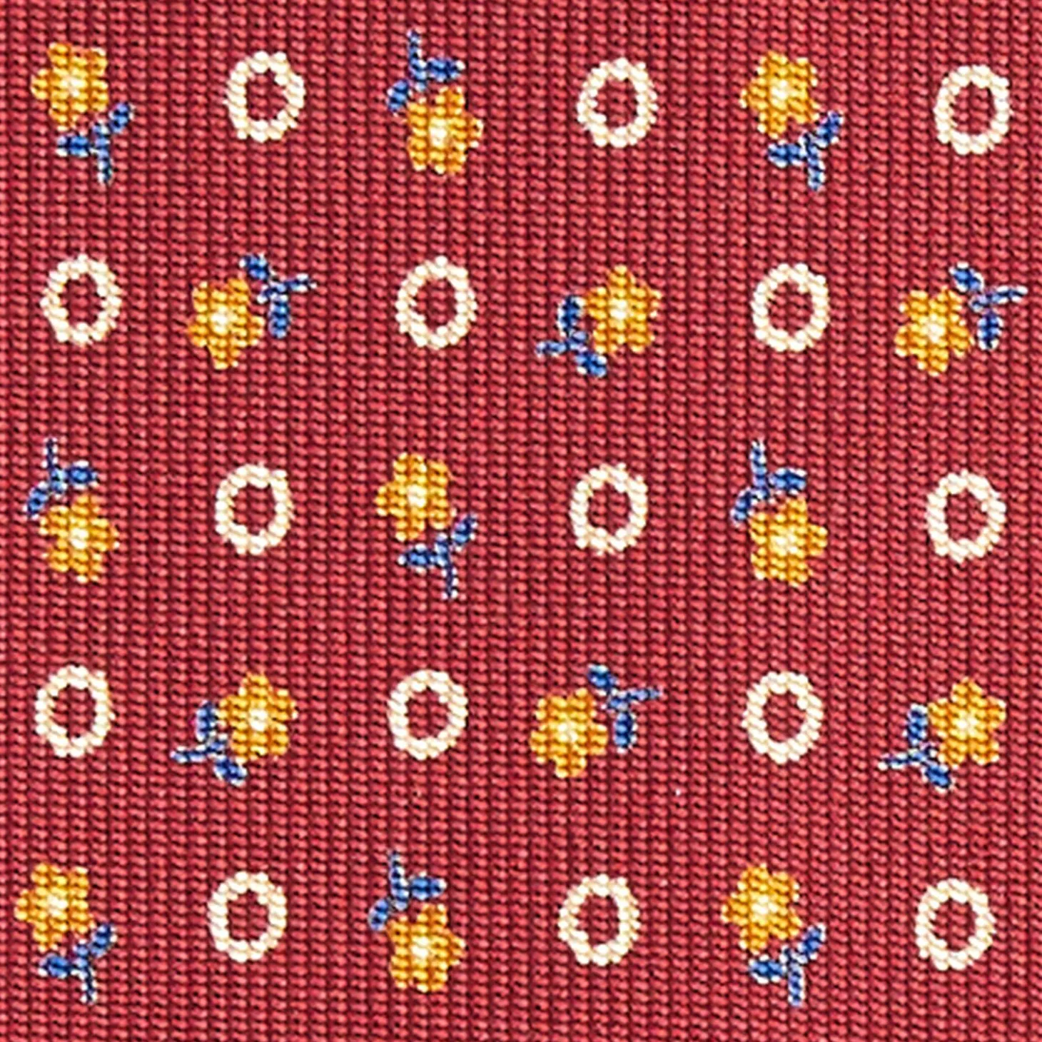 Burgundy Extra Long Sartorial Silk Tie - Small Flower Pattern