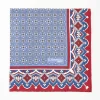 Burgundy Hand-Printed Silk Pocket Square Large Flower Pattern