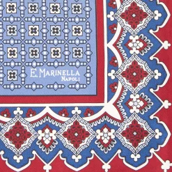 Burgundy Hand-Printed Silk Pocket Square Large Flower Pattern