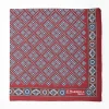 Burgundy Hand-Printed Silk Pocket Square Large Flower Pattern