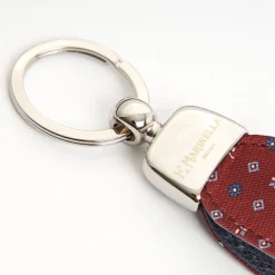 Burgundy Keyfob In Silk And Leather