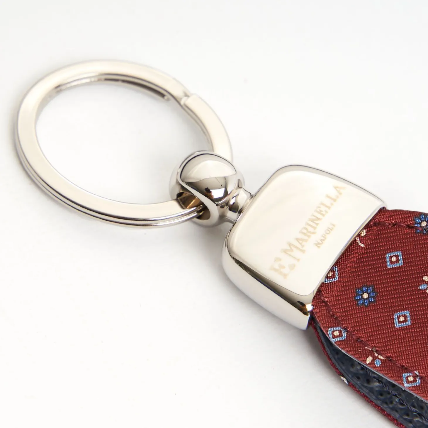 Burgundy Keyfob In Silk And Leather