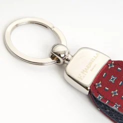 Burgundy Keyfob In Silk And Leather