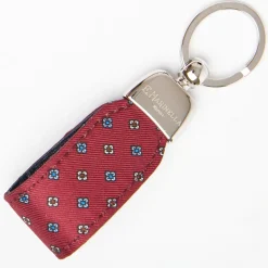 Burgundy Keyfob In Silk And Leather