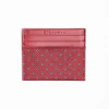 Burgundy Leather And Silk Credit Card Holder - 5 Compartments
