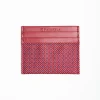 Burgundy Leather And Silk Credit Card Holder 5 Compartments
