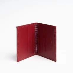 Burgundy Leather Folding Card Holder - 10 Compartments