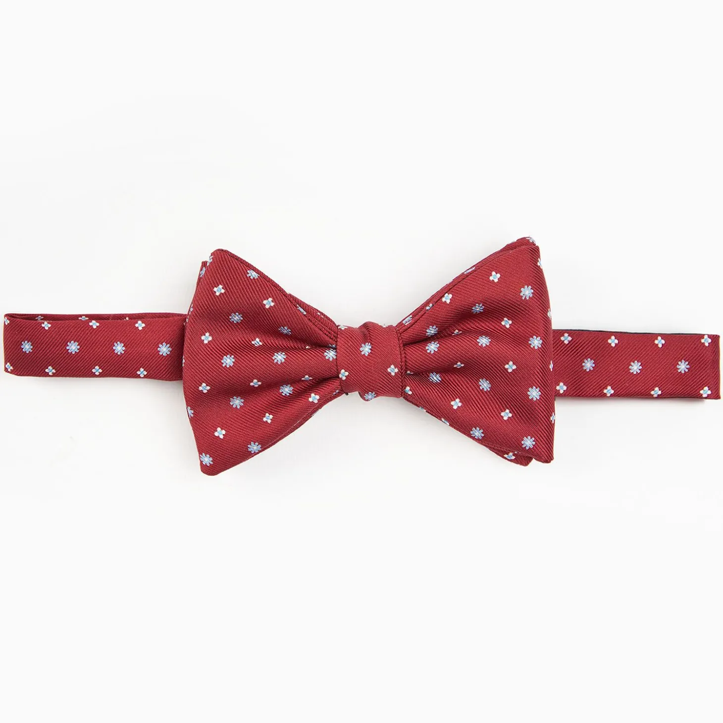 Burgundy Pre-Knotted Bowtie- Small Flower Pattern