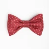 Burgundy Pre-Knotted Silk Bowtie - Small Geometric Pattern