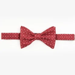 Burgundy Pre-Knotted Silk Bowtie - Small Geometric Pattern