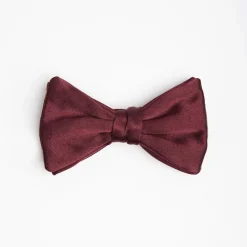 Burgundy Pre-Knotted Silk Satin Bowtie - Solid Color