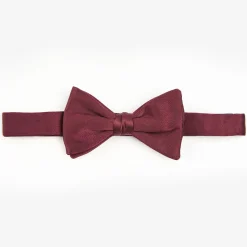 Burgundy Pre-Knotted Silk Satin Bowtie - Solid Color