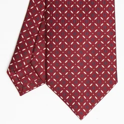 Burgundy Sartorial Classic Silk Tie - Small Flower Pattern