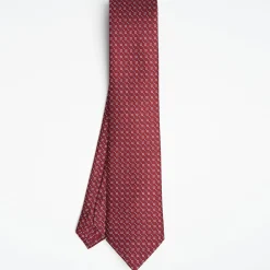 Burgundy Sartorial Classic Silk Tie Small Flower Pattern