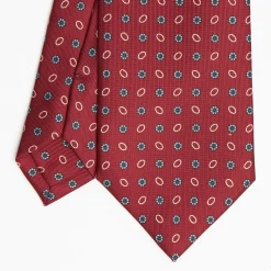 Burgundy Sartorial Classic Silk Tie Small Flower Pattern