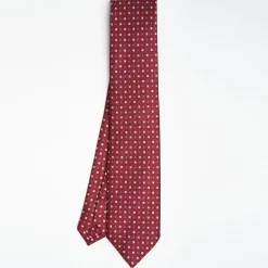 Burgundy Sartorial Classic Silk Tie - Small Flower Pattern