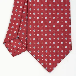 Burgundy Sartorial Classic Silk Tie - Small Flower Pattern