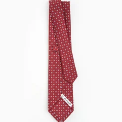 Burgundy Sartorial Classic Silk Tie - Small Flower Pattern