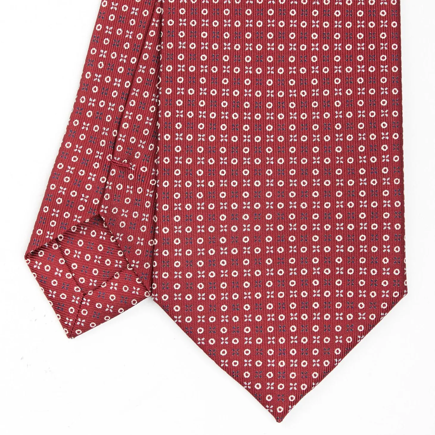 Burgundy Sartorial Classic Silk Tie - Small Flower Designs