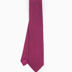 Burgundy Sartorial Classic Silk Tie - Small Flower Pattern