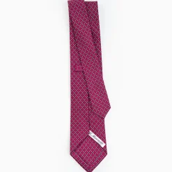 Burgundy Sartorial Classic Silk Tie - Small Flower Pattern