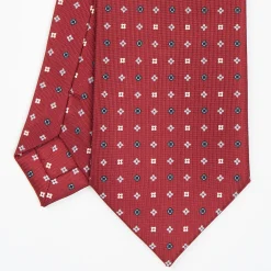 Burgundy Sartorial Classic Silk Tie - Small Flower Pattern