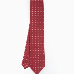 Burgundy Sartorial Classic Silk Tie - Small Flower Pattern