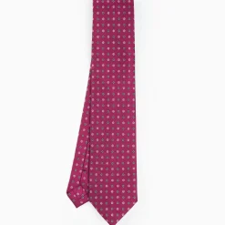 Burgundy Sartorial Classic Silk Tie - Small Flower Pattern