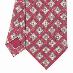 Burgundy Sartorial Cotton And Silk Tie - Large Flower Pattern