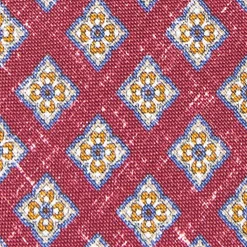 Burgundy Sartorial Cotton And Silk Tie - Large Flower Pattern