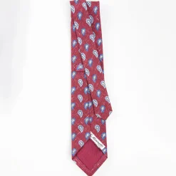 Burgundy Sartorial Cotton And Silk Tie - Paisley Pattern
