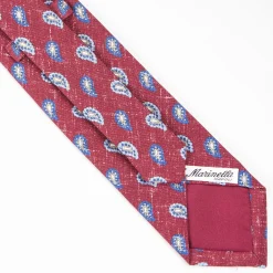 Burgundy Sartorial Cotton And Silk Tie - Paisley Pattern