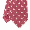 Burgundy Sartorial Cotton And Silk Tie - Large Flower Pattern