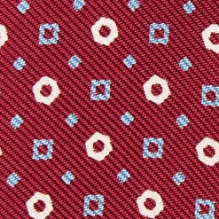 Burgundy Silk Bowtie To Self-Tie - Small Geometric Pattern
