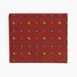 Burgundy Small Wallet In Silk And Leather