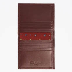 Burgundy Small Wallet In Silk And Leather