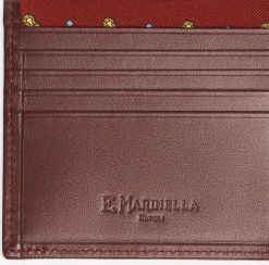 Burgundy Small Wallet In Silk And Leather