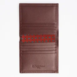 Burgundy Small Wallet In Silk And Leather