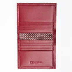 Burgundy Small Wallet In Silk And Leather