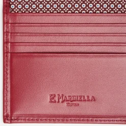 Burgundy Small Wallet In Silk And Leather