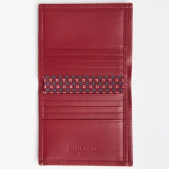 Burgundy Small Wallet In Silk And Leather