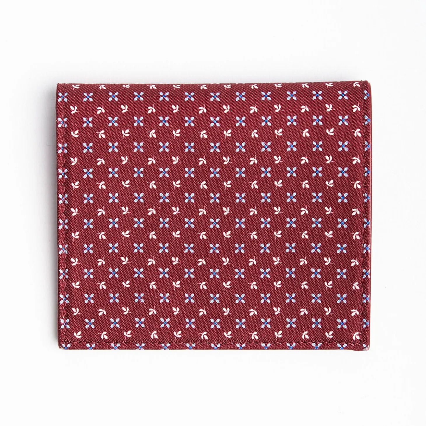 Burgundy Small Wallet In Silk And Leather