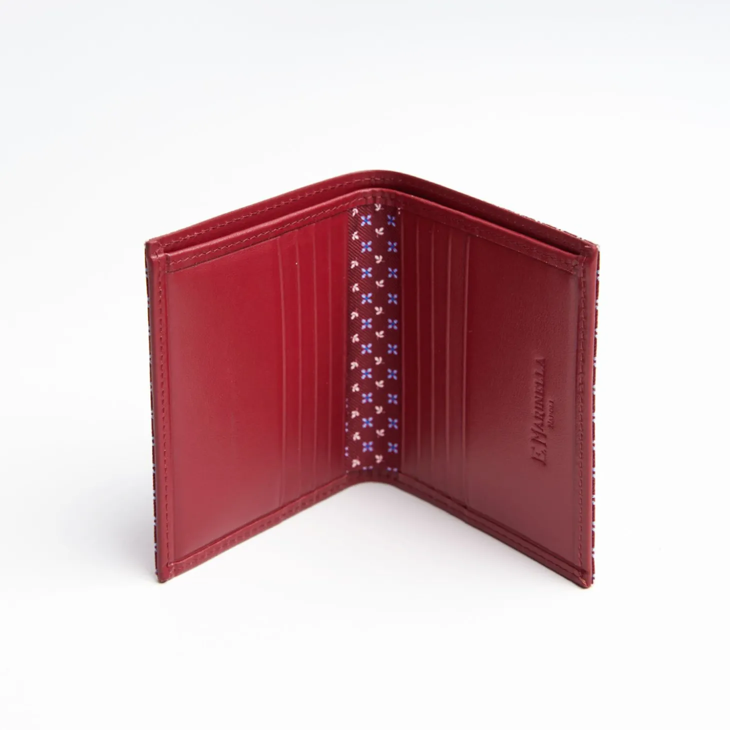 Burgundy Small Wallet In Silk And Leather