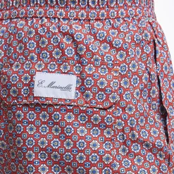 Burgundy Swim Short - Large Flower Pattern