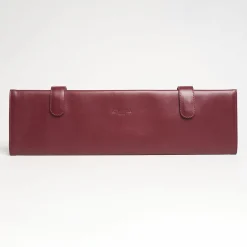 Burgundy Travel Tie Holder In Leather