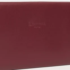 Burgundy Travel Tie Holder In Leather