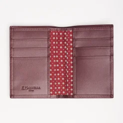 Burgundy Vertical Wallet In Silk And Leather