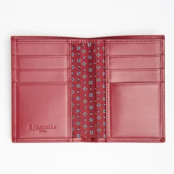 Burgundy Vertical Wallet In Silk And Leather