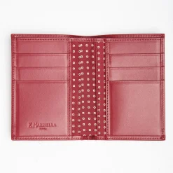 Burgundy Vertical Wallet In Silk And Leather